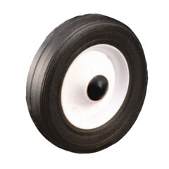 White Plastic Wheel with Black Rubber Tyre